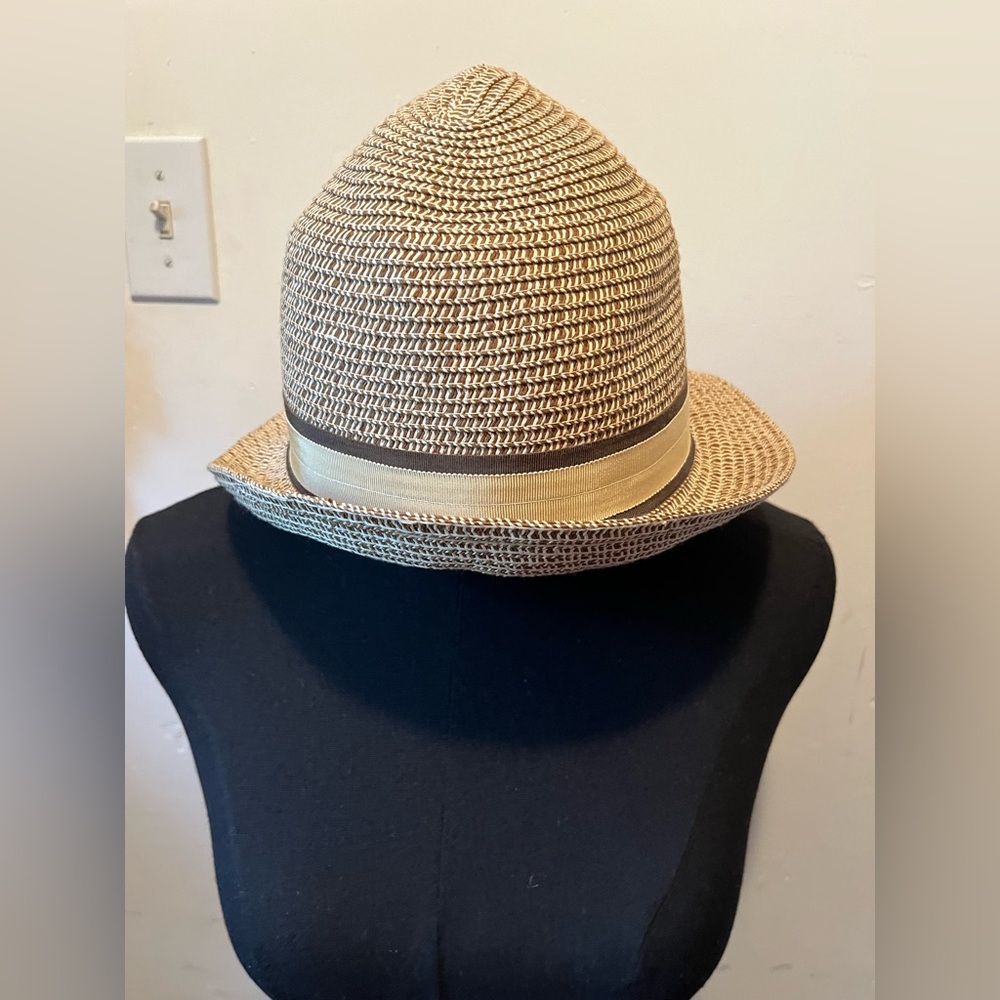 SAC Suzette Art Couture Straw Fedora Hat Size M - Picture 2 of 10
